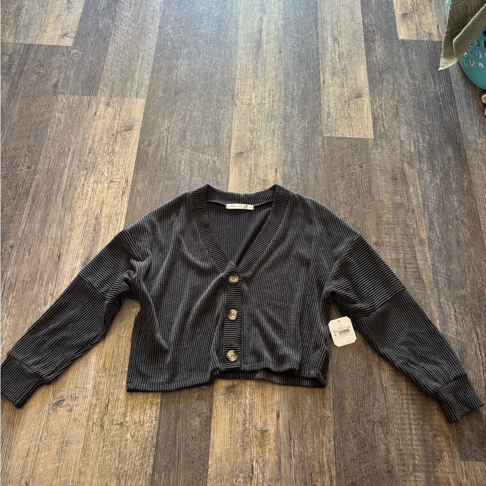 Altar'd State Charcoal Button-Up Cardigan
